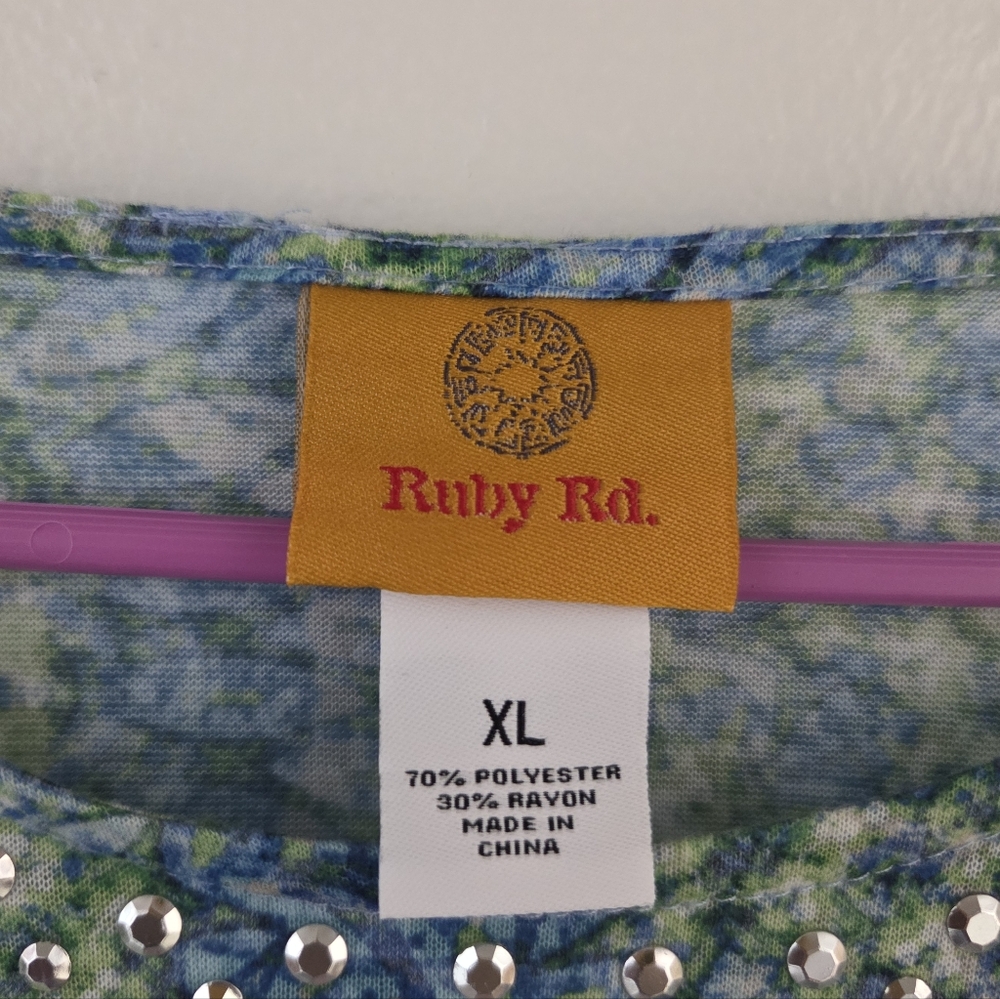 Ruby Road Green And Blue Design Top - Picture 2 of 5